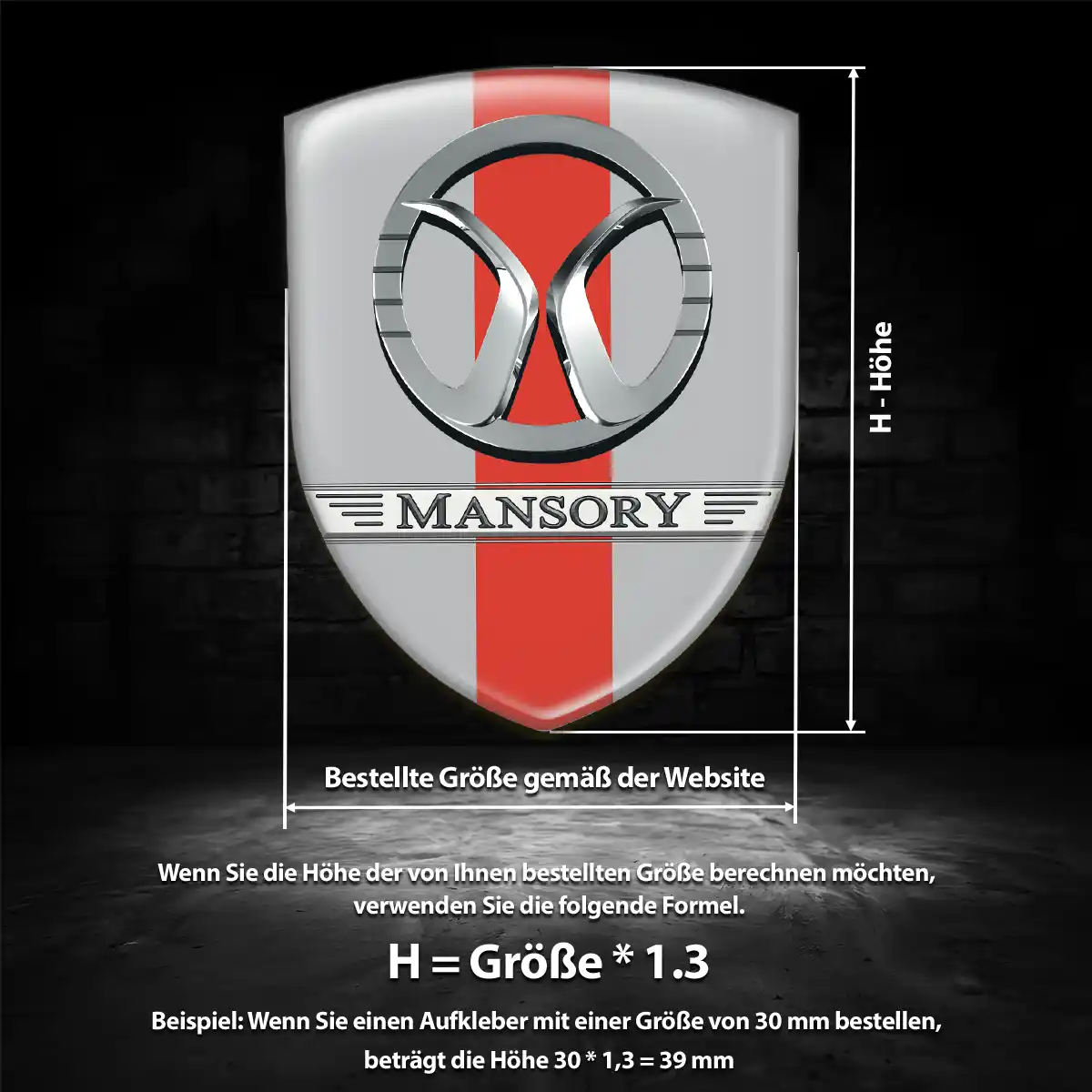 Mansory Aufkleber Wappen Emblem Interieurdesign