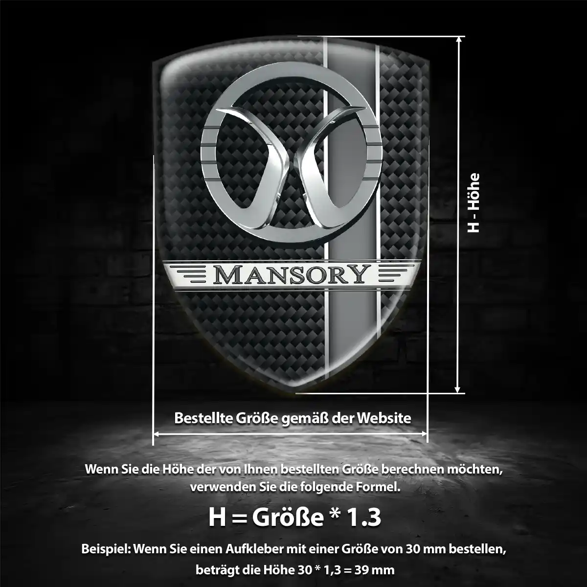 Mansory Emblem Aufkleber Hochwertiges Harz