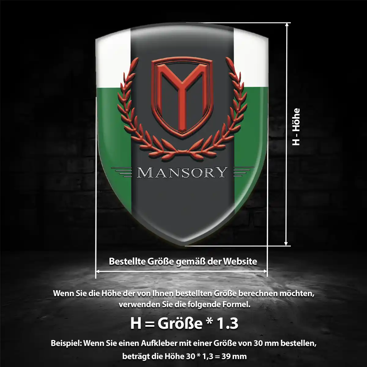 Mansory Emblem Aufkleber Wappen Hochwertiges Harz