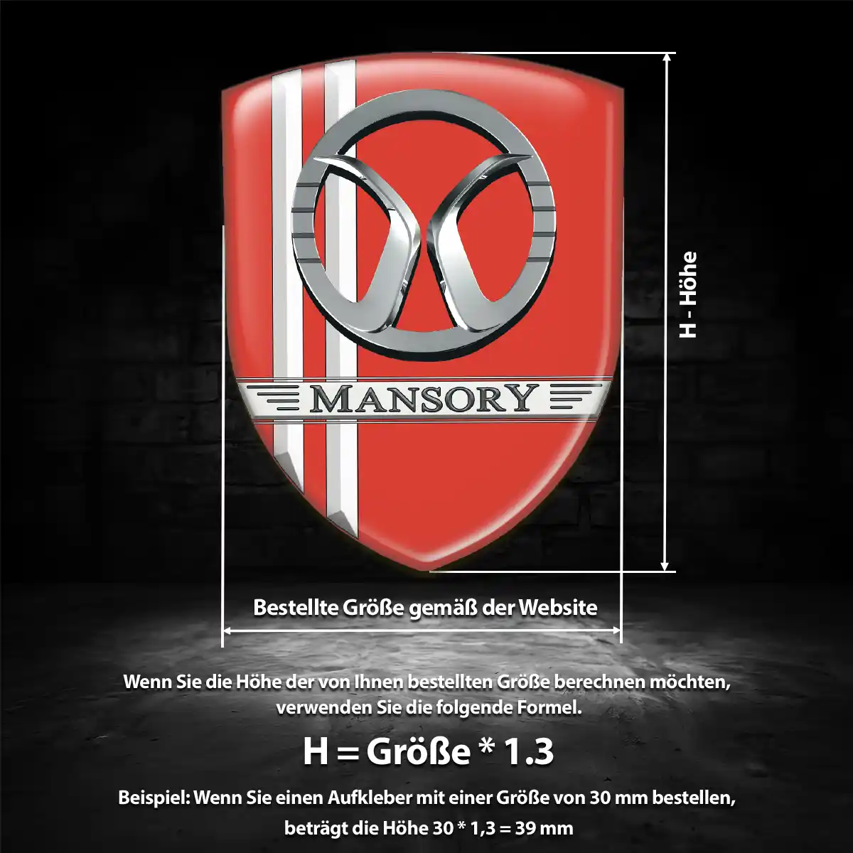 Mansory Emblem Wappen Aufkleber Hochwertiges Harz
