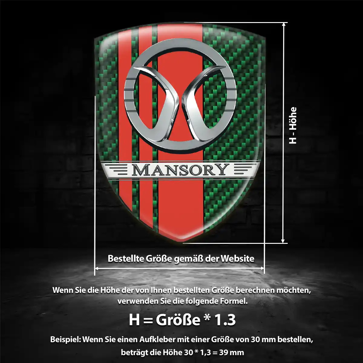 Mansory Silikon Aufkleber Wappen Elegantes Design