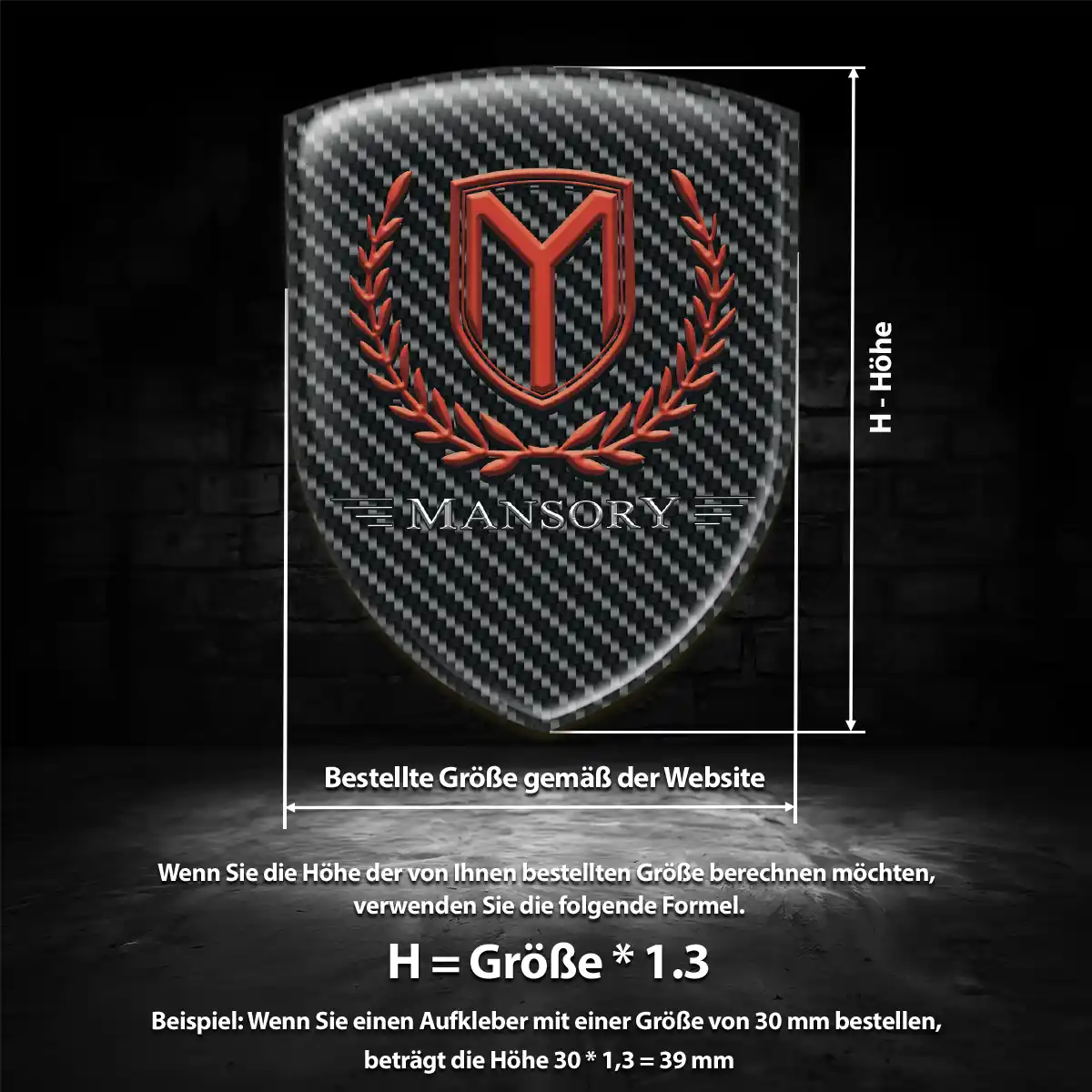 Mansory Silikon Aufkleber Wappen Interieurdesign