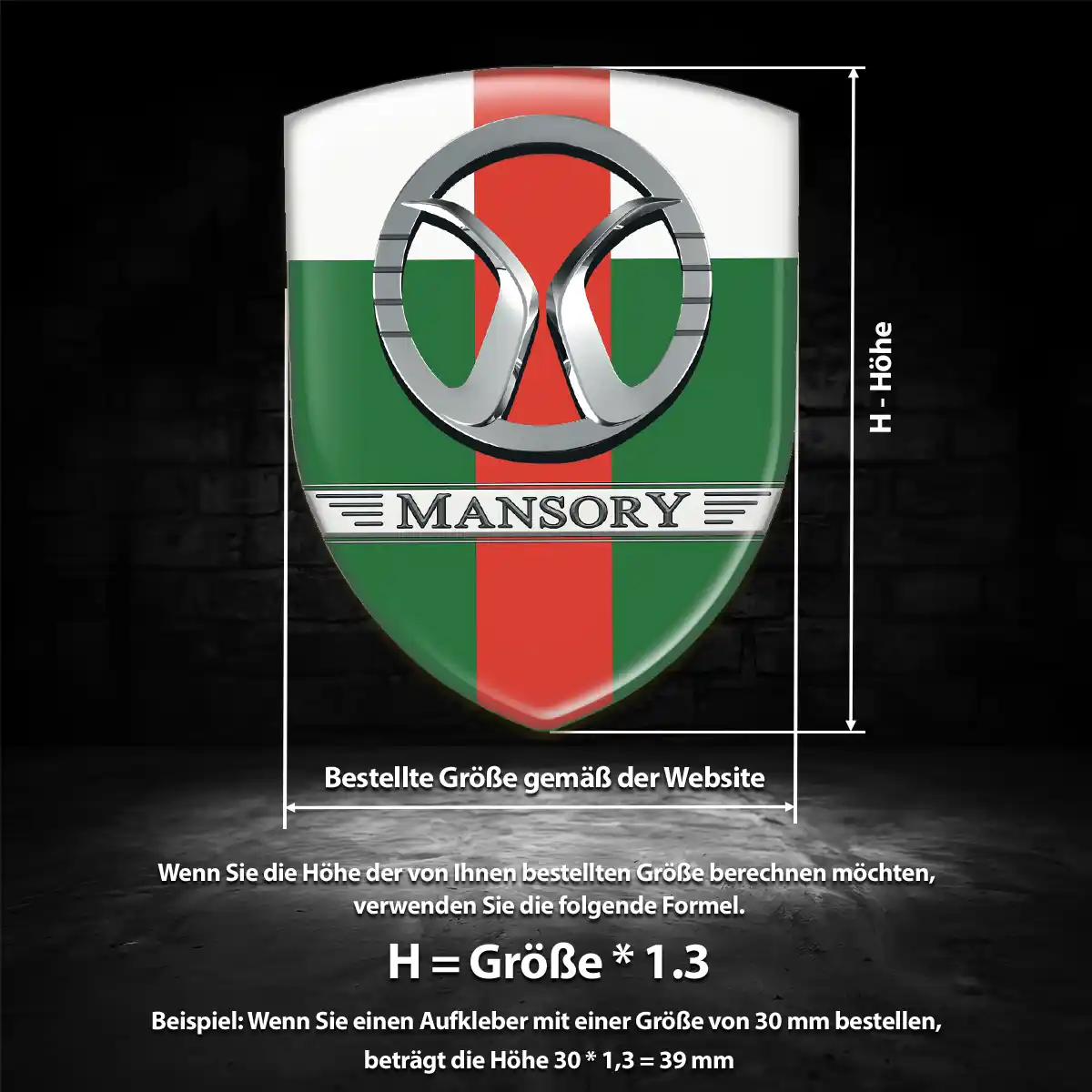 Mansory Wappen Emblem Aufkleber Tuningfahrzeug