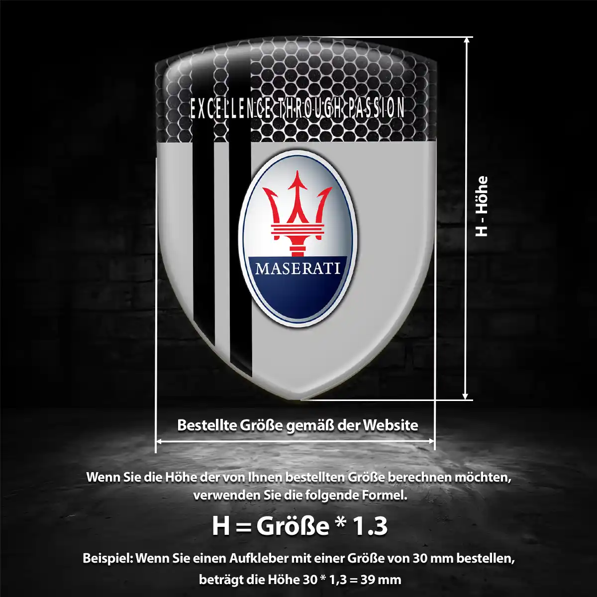 Maserati 3D Gel Aufkleber Auto Premium-Edition