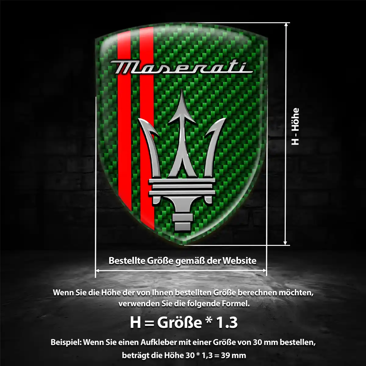 Maserati 3D Gel Aufkleber Emblem Premiumqualität