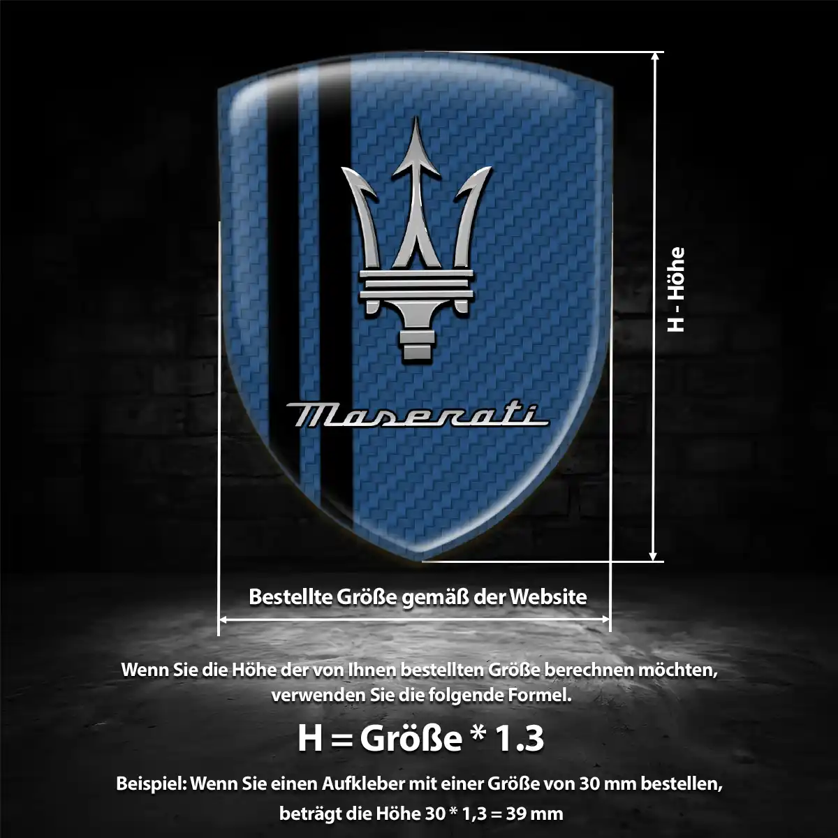 Maserati 3D Gel Aufkleber Silikon Premiumqualität