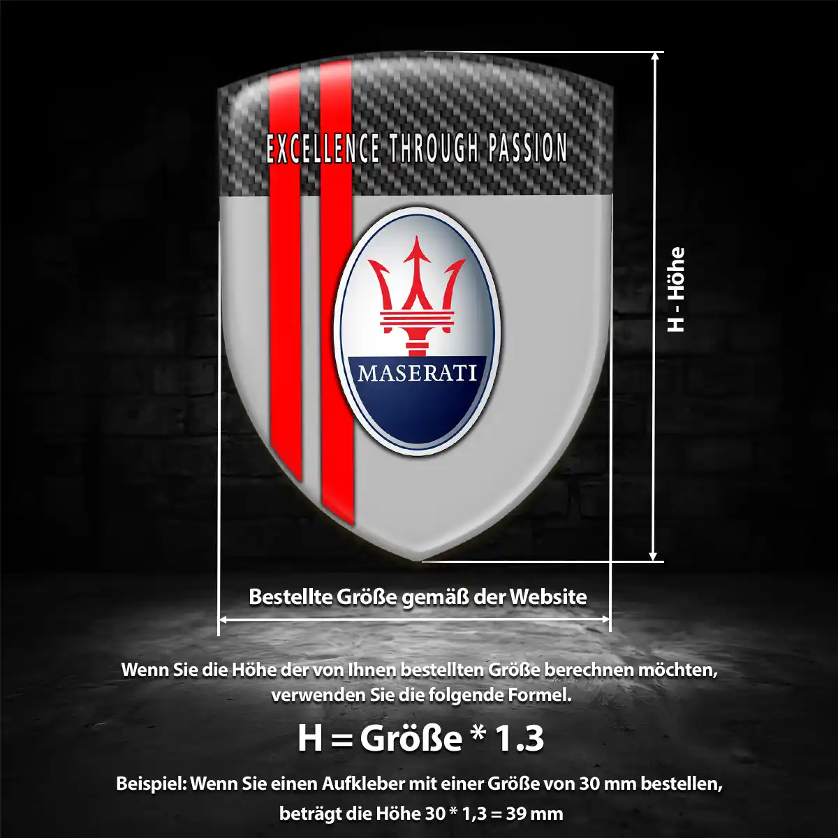 Maserati 3D Gel Aufkleber Silikon Stilvolles Design