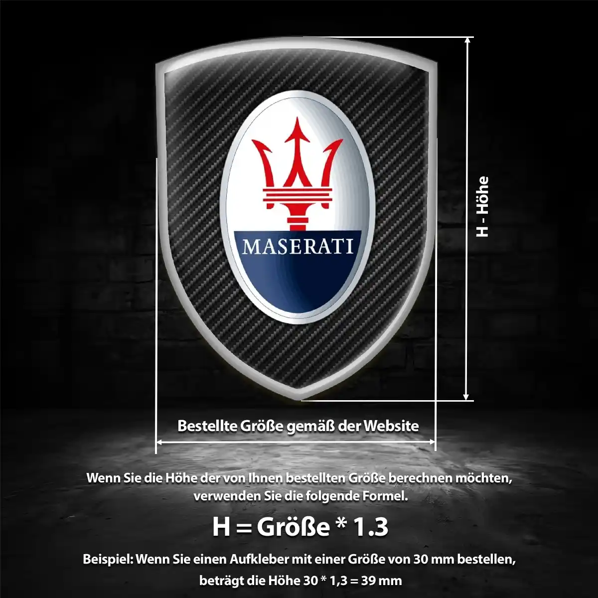 Maserati 3D Gel Aufkleber Wappen Auto Premium-Edition