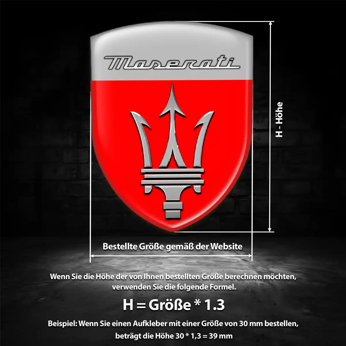 Maserati 3D Gel Aufkleber Wappen Hohe Qualität