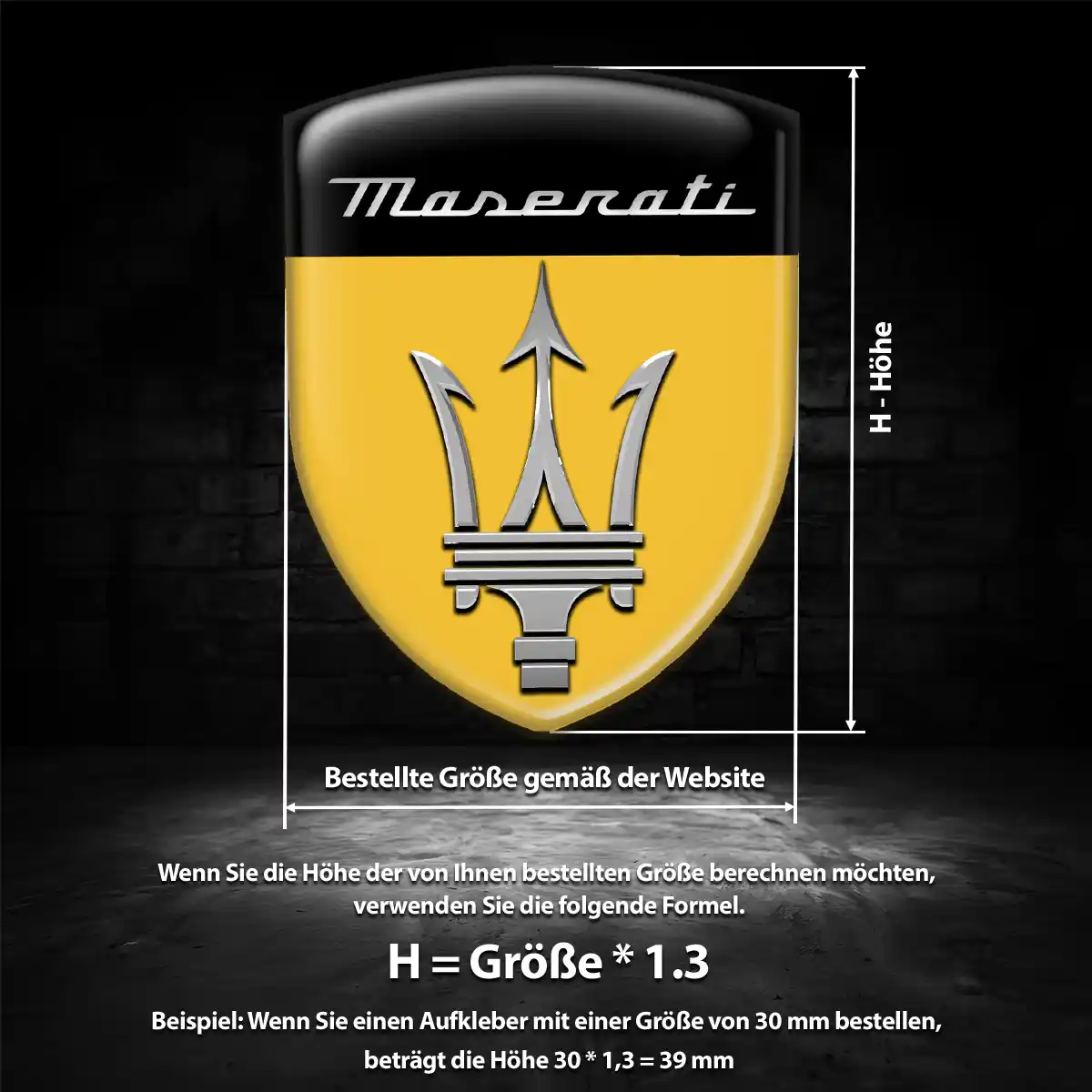 Maserati 3D Gel Aufkleber Wappen Premium-Edition