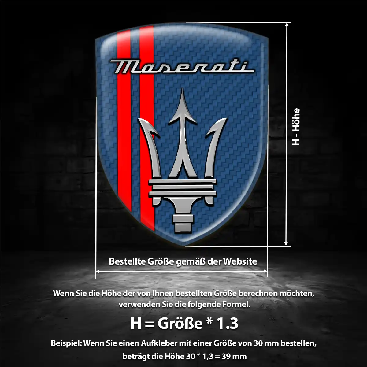 Maserati 3D Gel Aufkleber Wappen Premiumqualität
