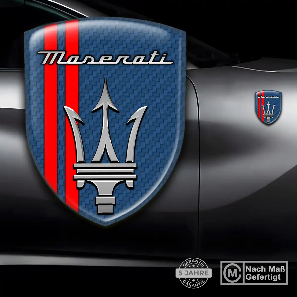 Maserati 3D Gel Aufkleber Wappen Premiumqualität