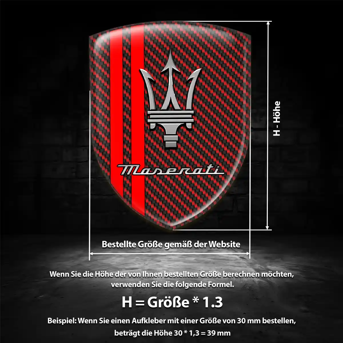 Maserati 3D Gel Aufkleber Wappen Stilvolles Design