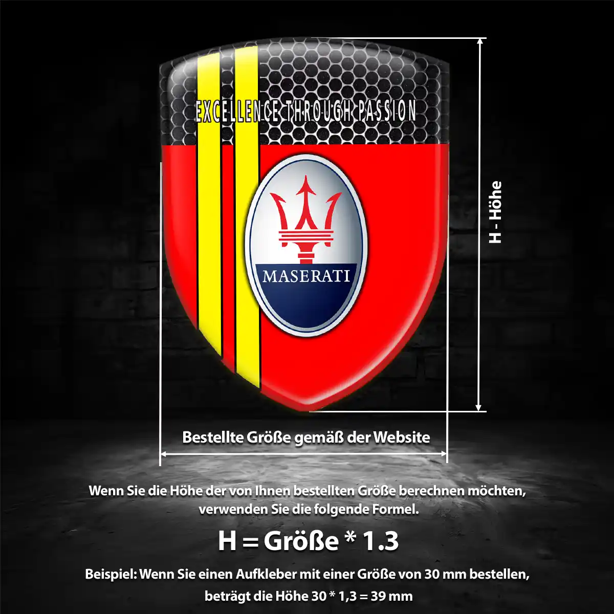 Maserati Aufkleber 3D Gel Emblem Premium-Edition
