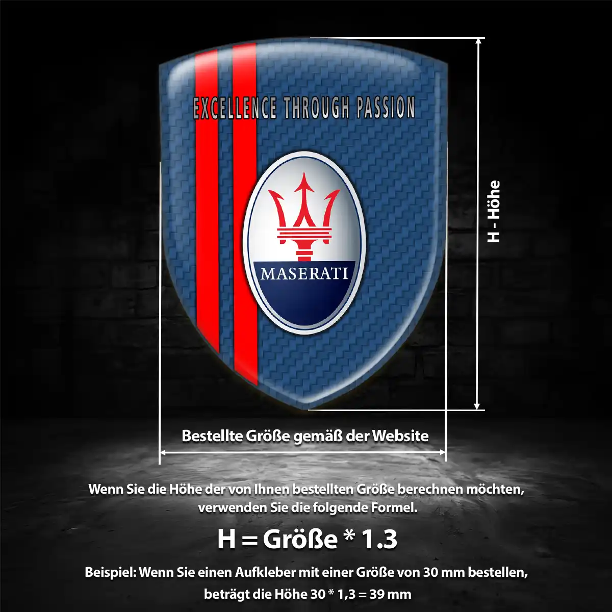 Maserati Aufkleber 3D Gel Embleme Premium-Edition