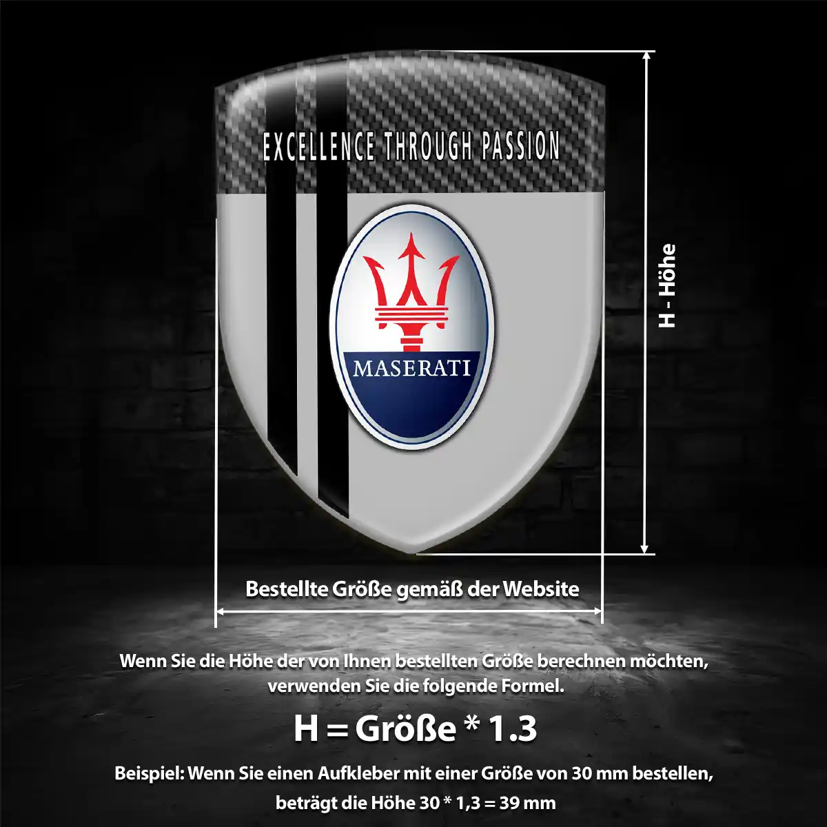 Maserati Aufkleber 3D Gel Silikon Premiumqualität