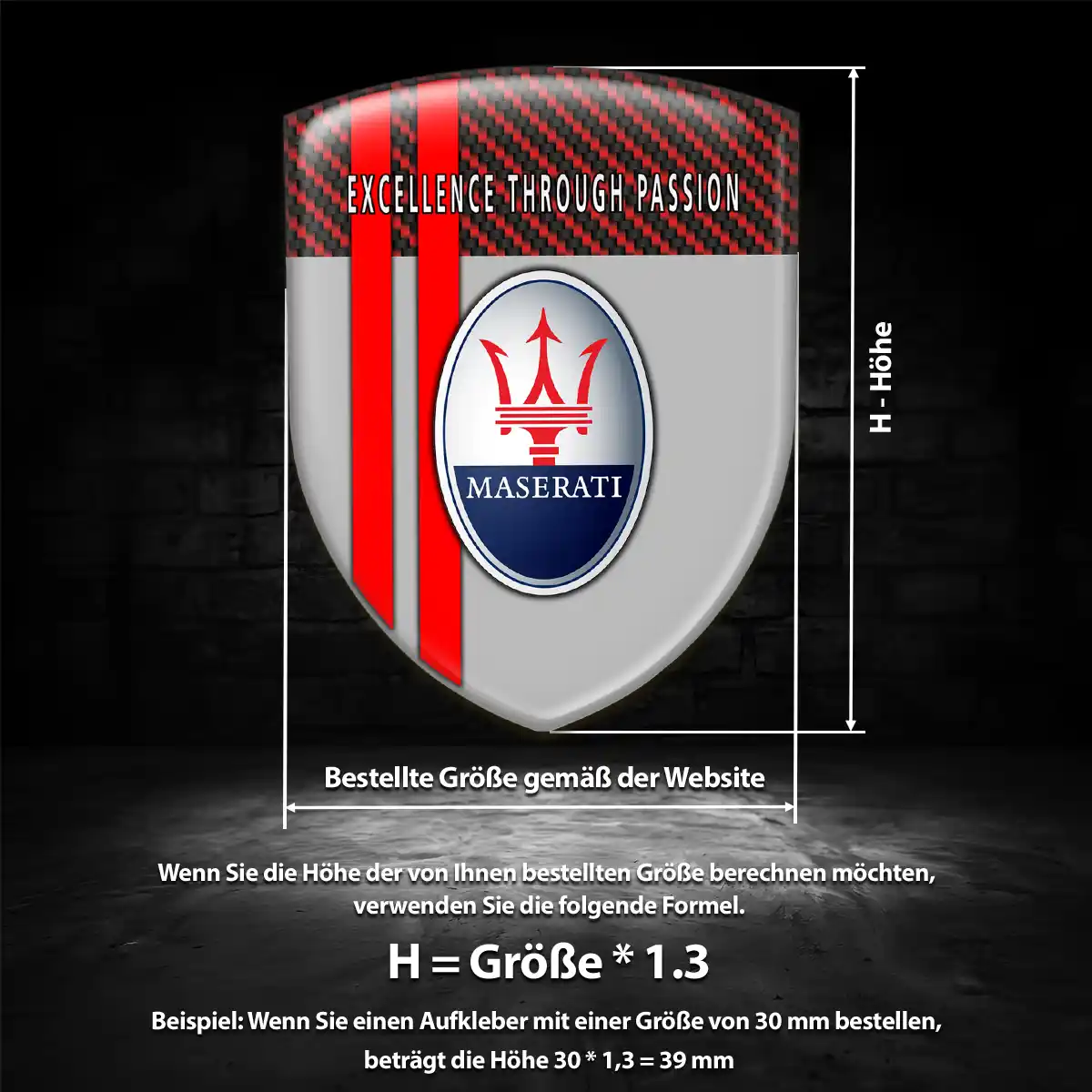 Maserati Aufkleber 3D Gel Wappen Hohe Qualität
