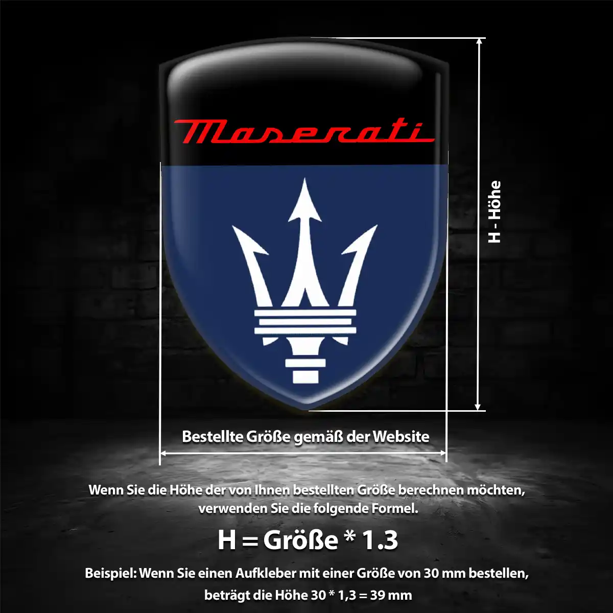Maserati Aufkleber 3D Gel Wappen Premium-Edition