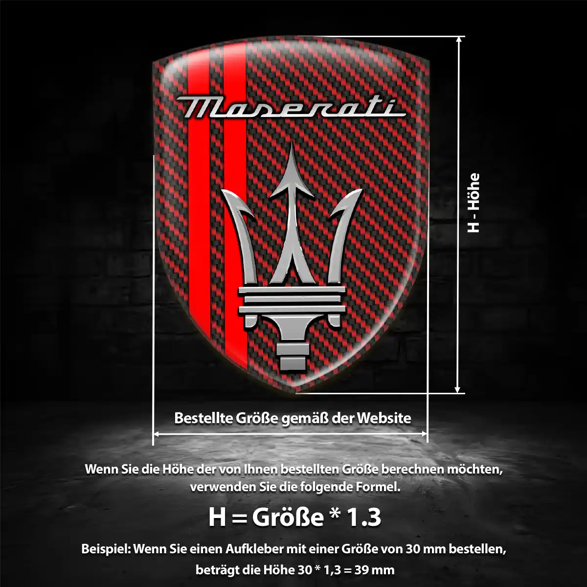 Maserati Aufkleber Emblem Wappen Auto Premium-Edition