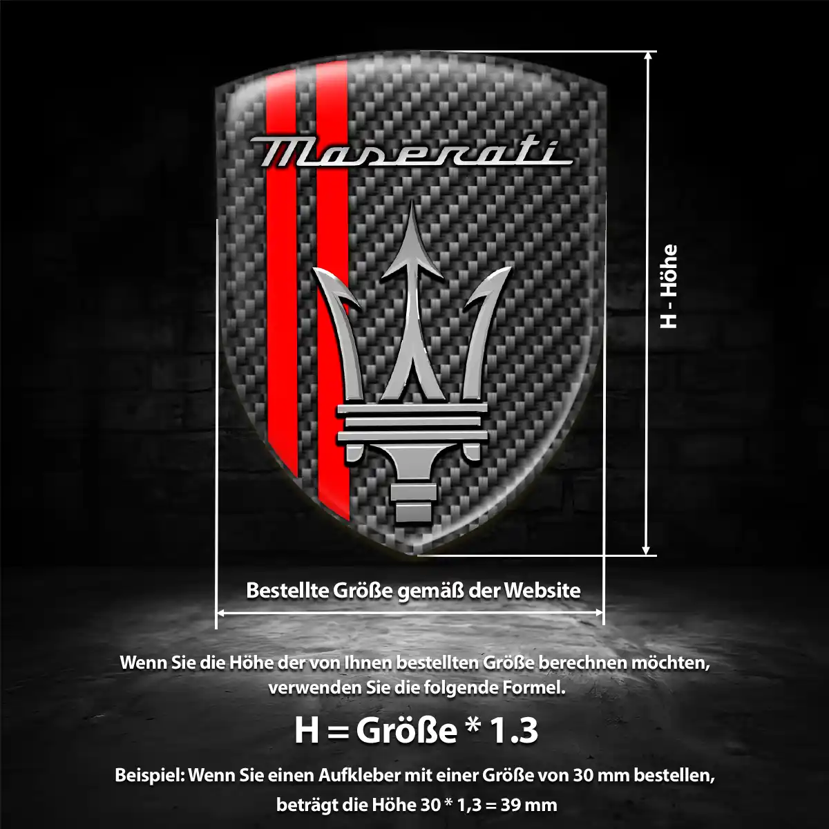 Maserati Aufkleber Emblem Wappen Premium-Edition
