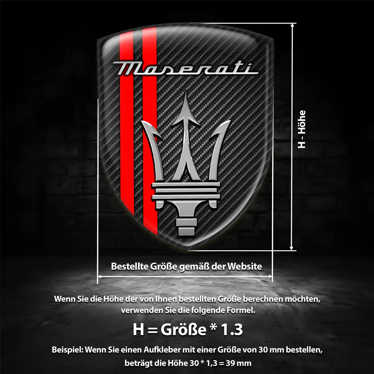 Maserati Aufkleber Wappen Auto Premium-Edition
