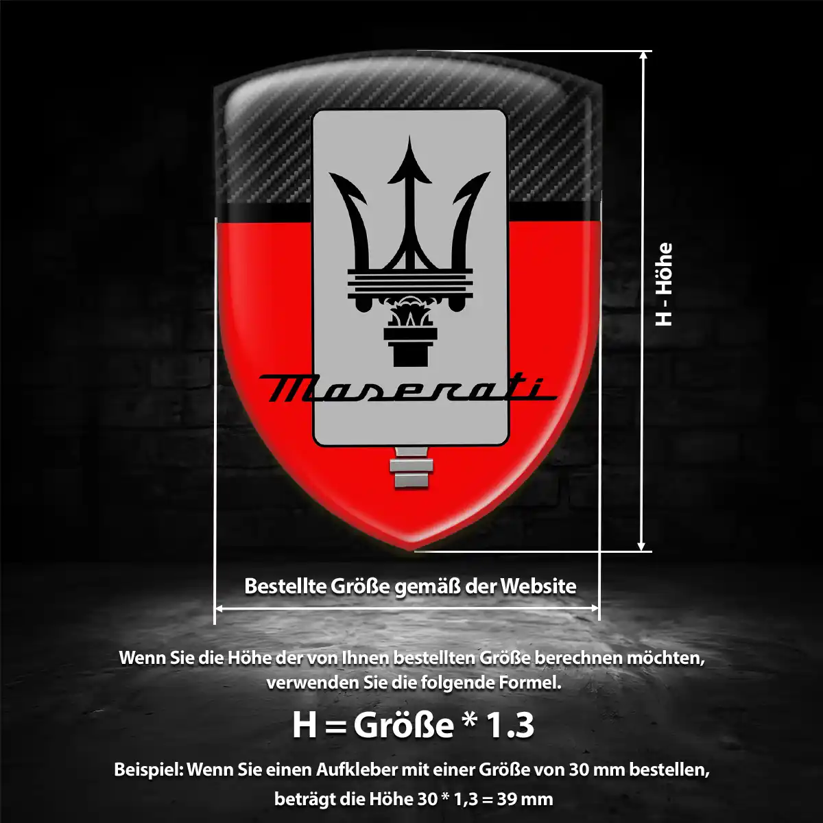 Maserati Aufkleber Wappen Emblem Premium-Edition