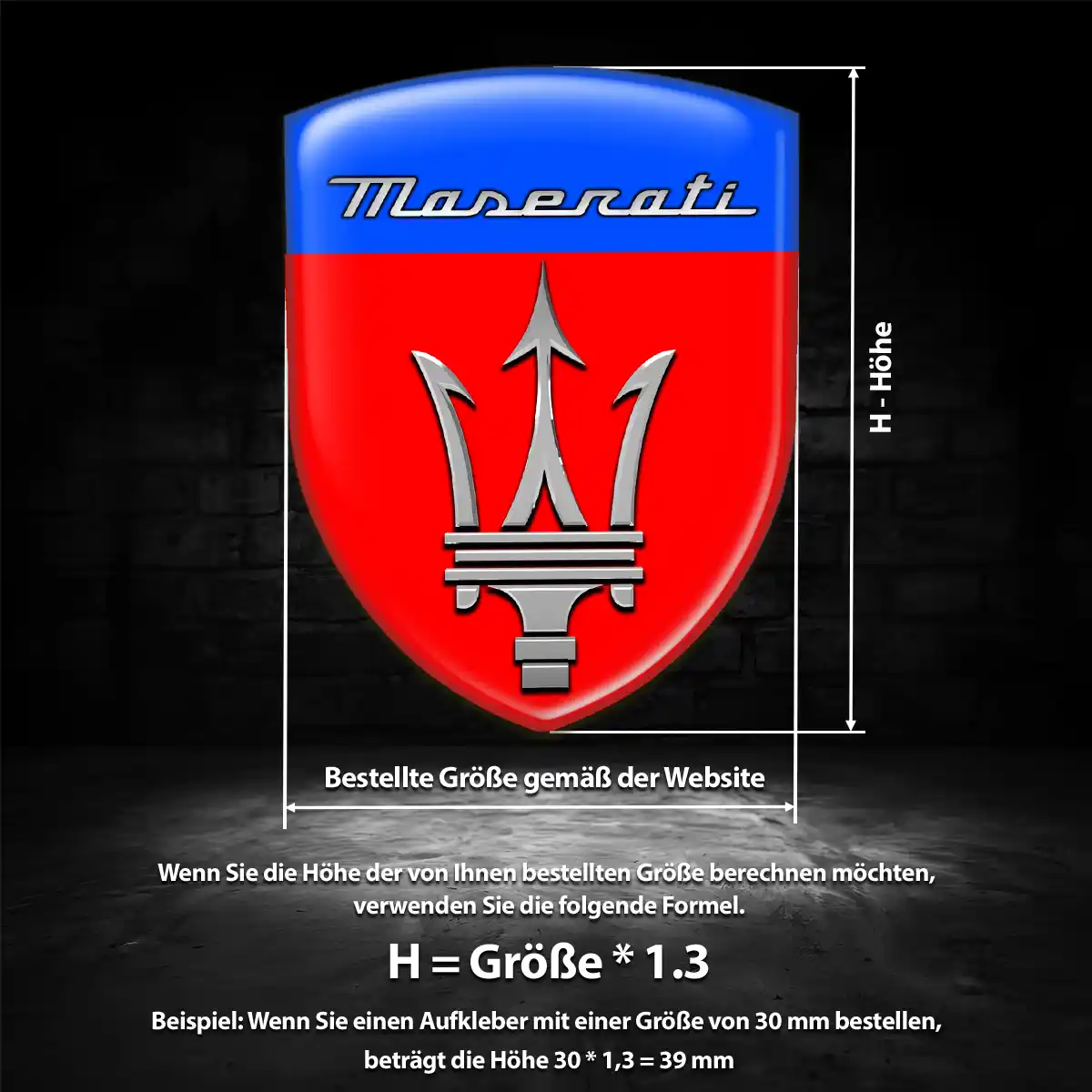 Maserati Aufkleber Wappen Premium-Edition