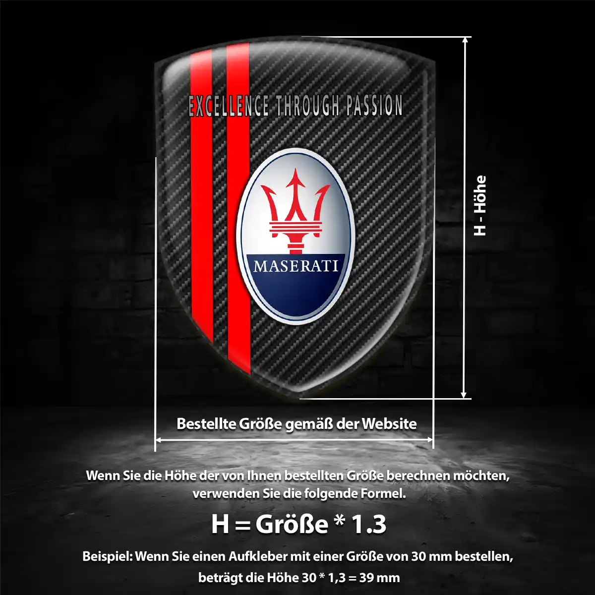 Maserati Emblem Aufkleber Wappen Premium-Edition