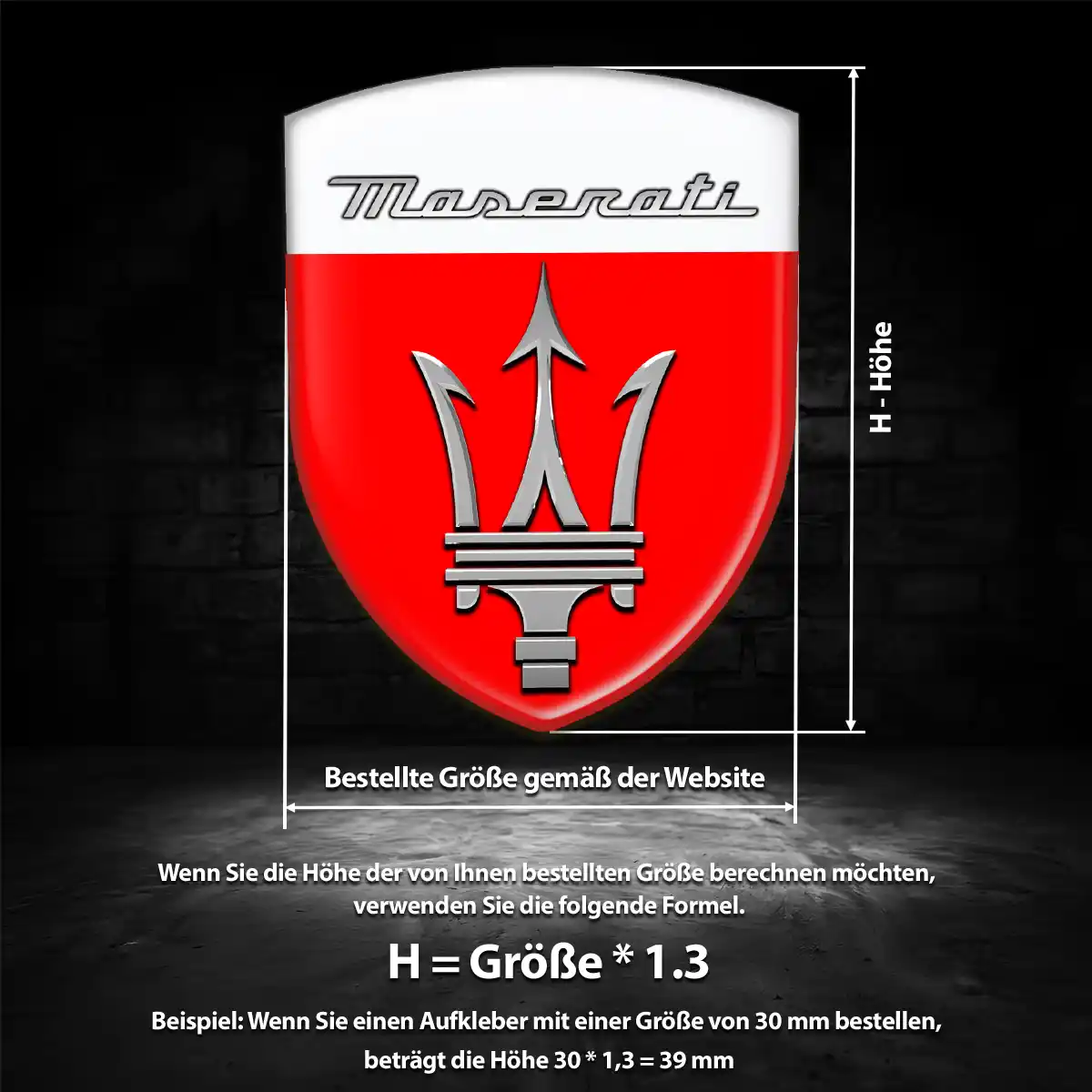 Maserati Embleme Silikon Aufkleber Premiumqualität