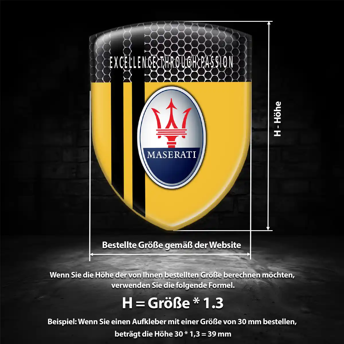 Maserati Silikon Aufkleber Wappen Auto Premium-Edition