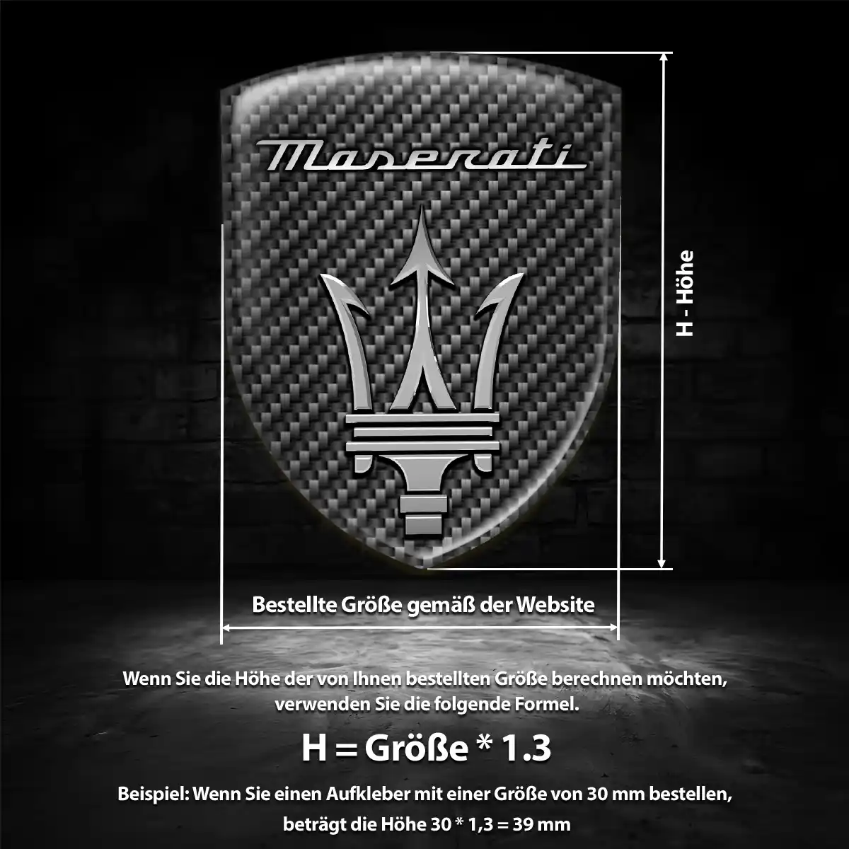Maserati Silikon Aufkleber Wappen Premium-Edition