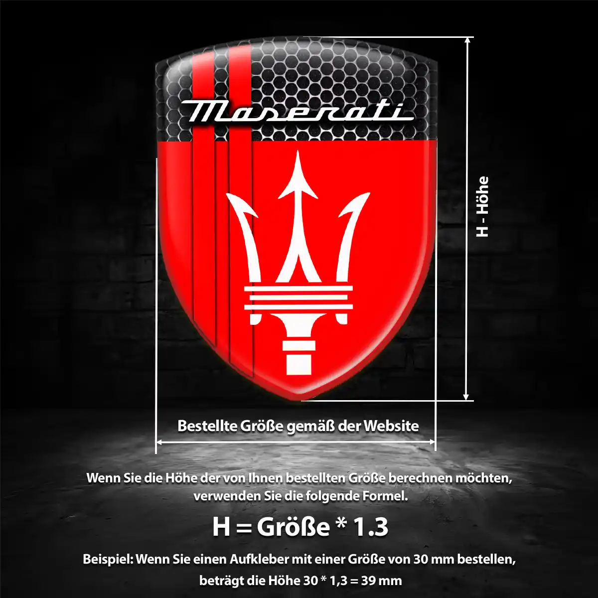 Maserati Silikon Aufkleber Wappen Premiumqualität