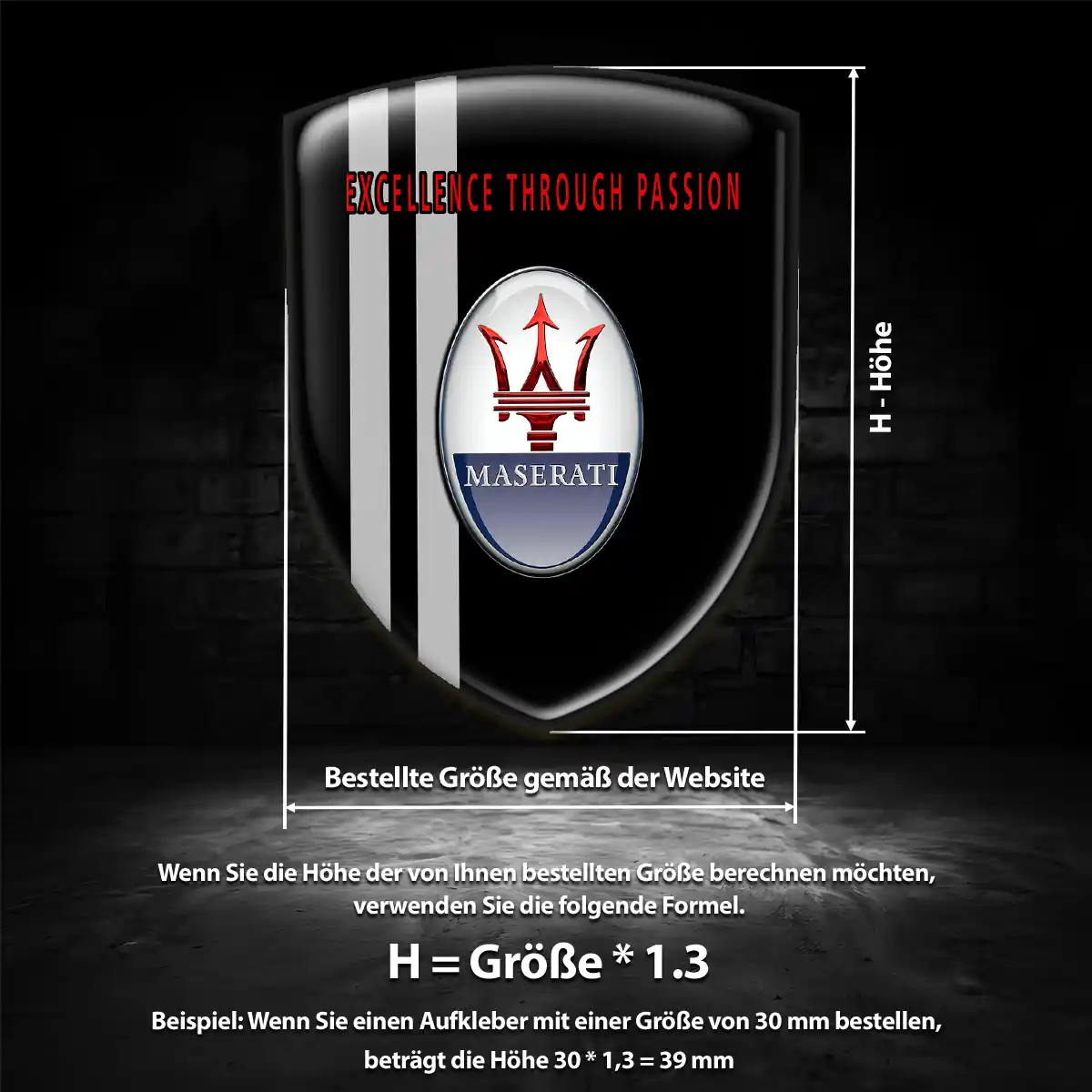 Maserati Wappen Aufkleber Emblem Premium-Edition