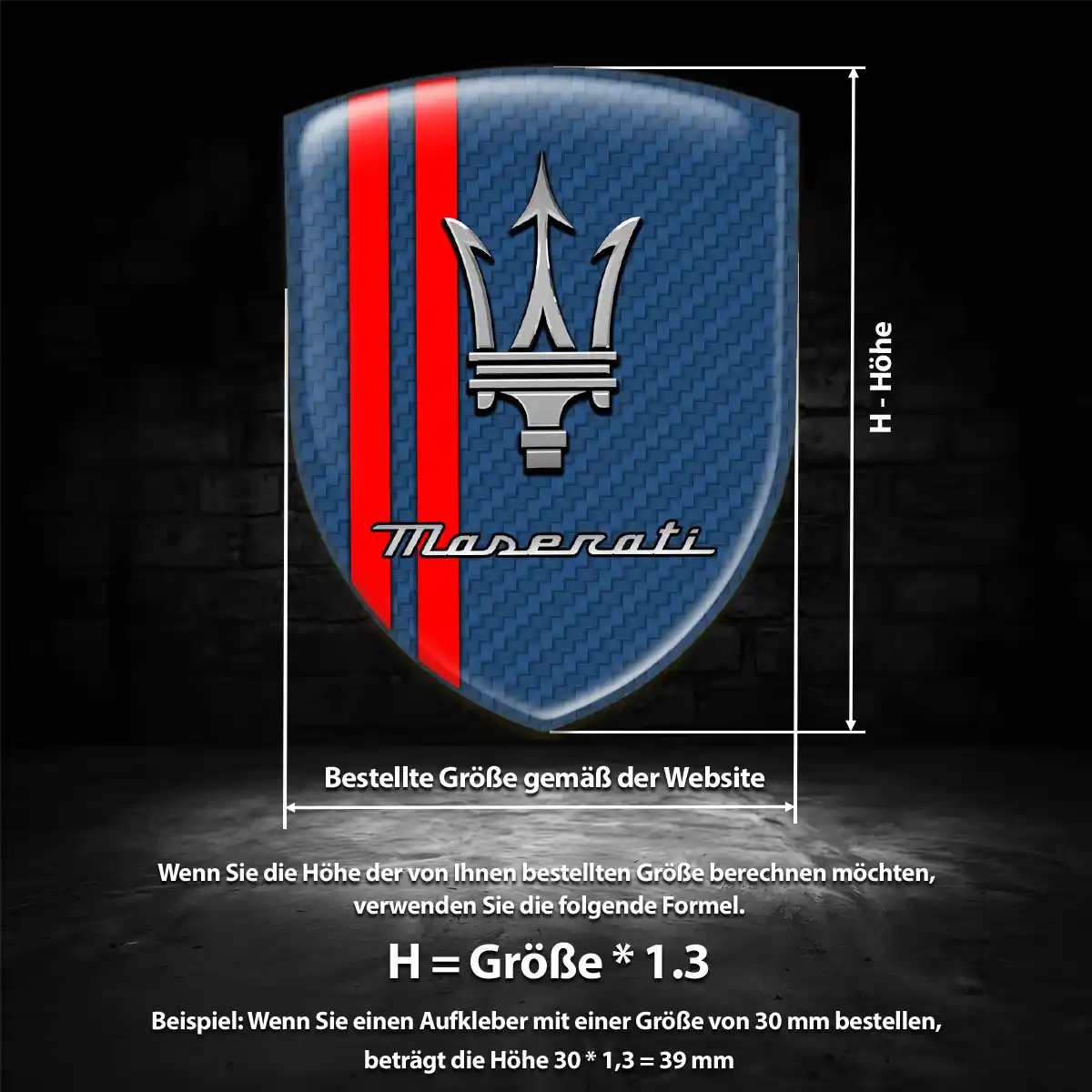 Maserati Wappen Emblem Aufkleber Premium-Edition