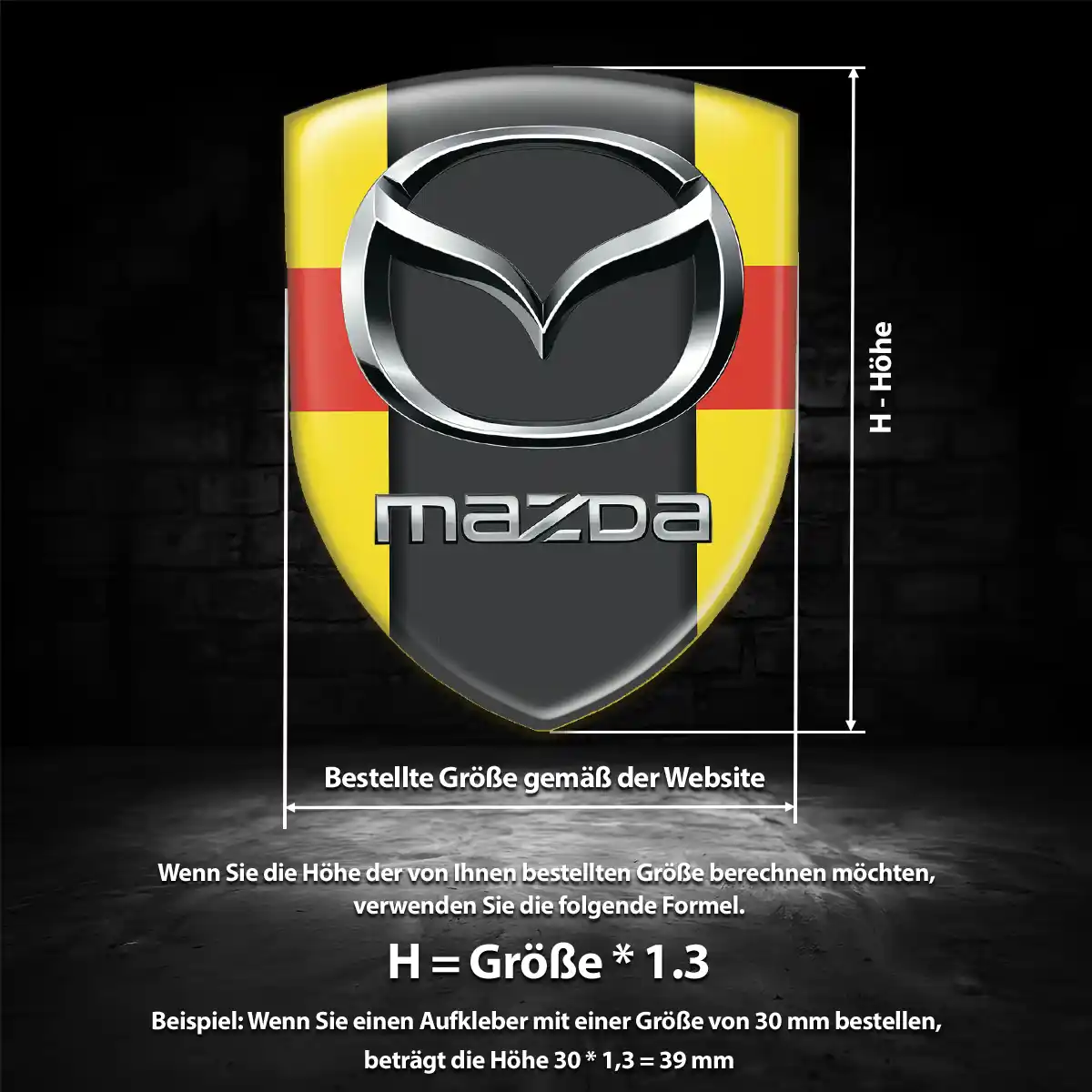 Mazda 3D Gel Aufkleber Wappen Stilvolles Design