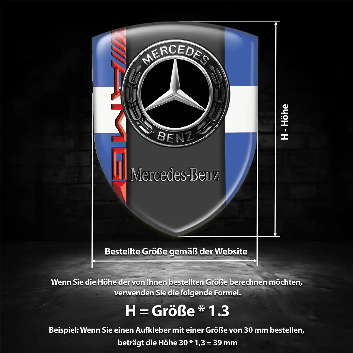 Mercedes 3D Gel Aufkleber Wappen Hohe Qualität