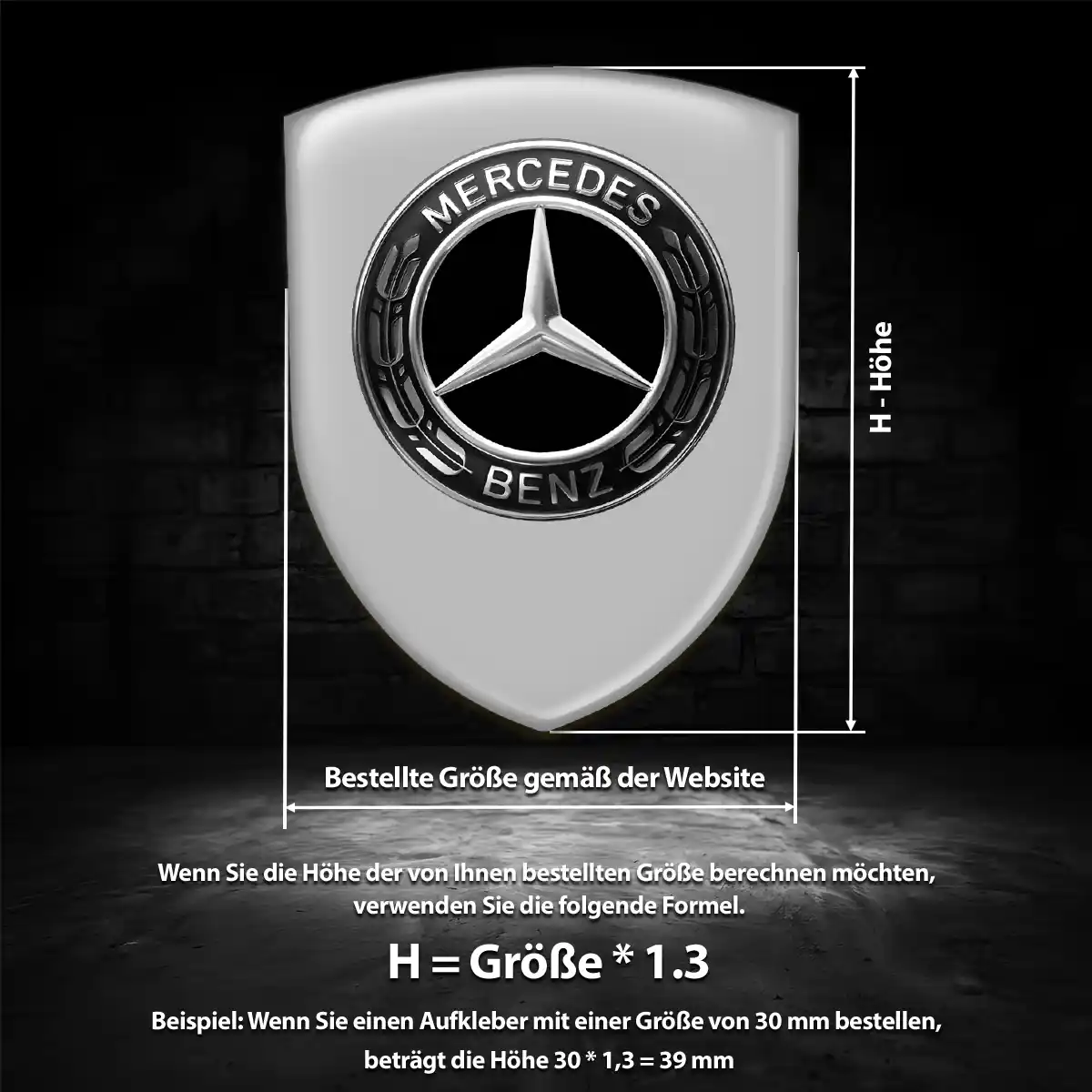 Mercedes 3D Gel Aufkleber Wappen Luxus-Edition