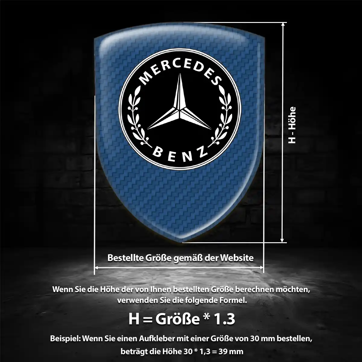 Mercedes 3D Gel Aufkleber Wappen Premium-Edition