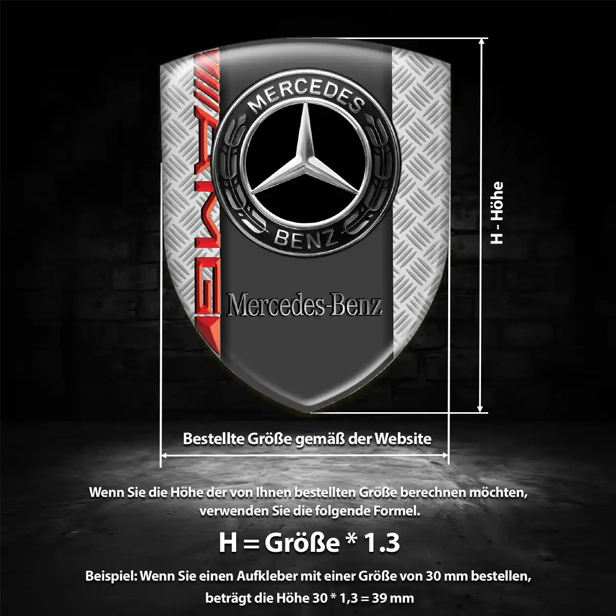 Mercedes 3D Gel Aufkleber Wappen Stilvolles Design