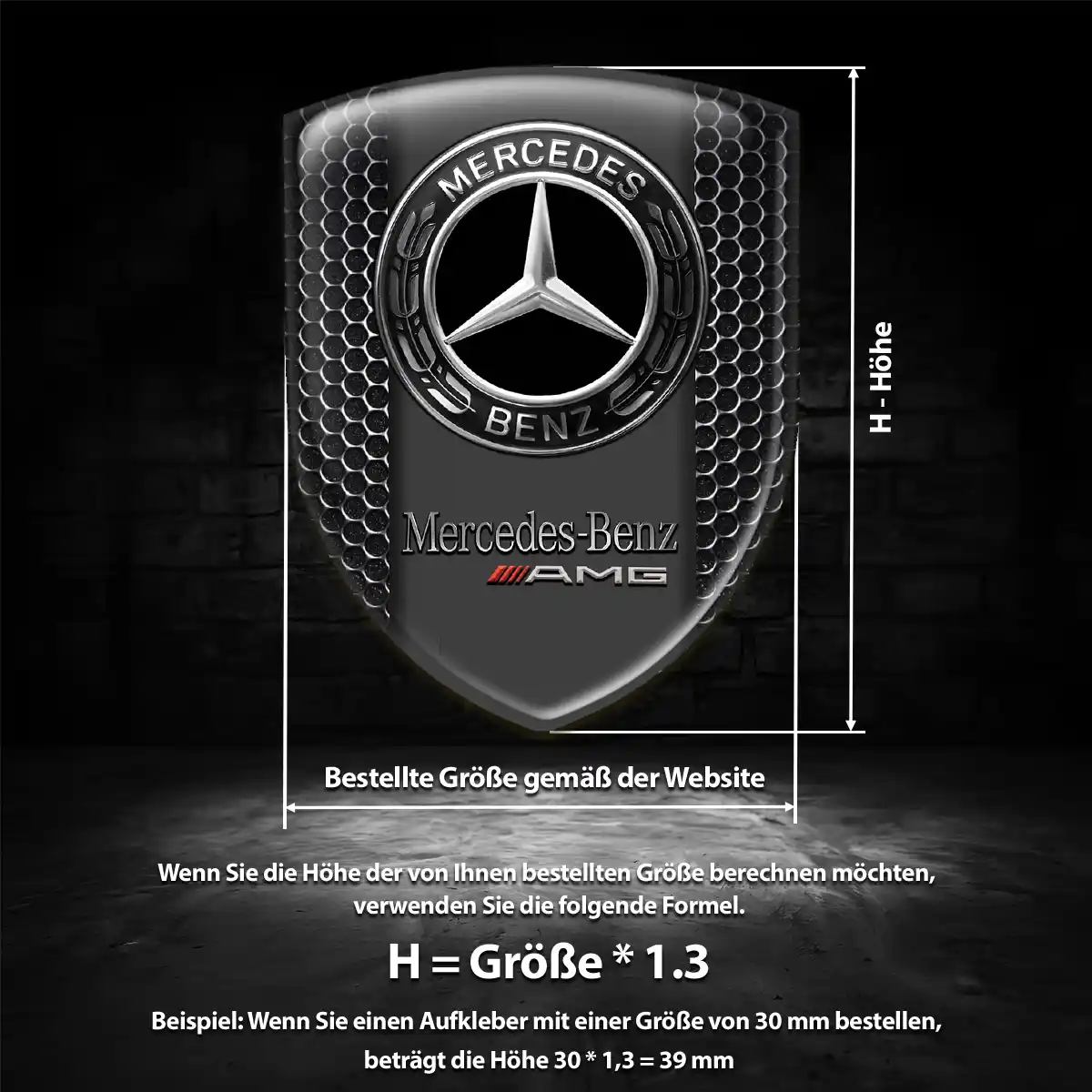 Mercedes Aufkleber 3D Gel Wappen Luxus-Edition