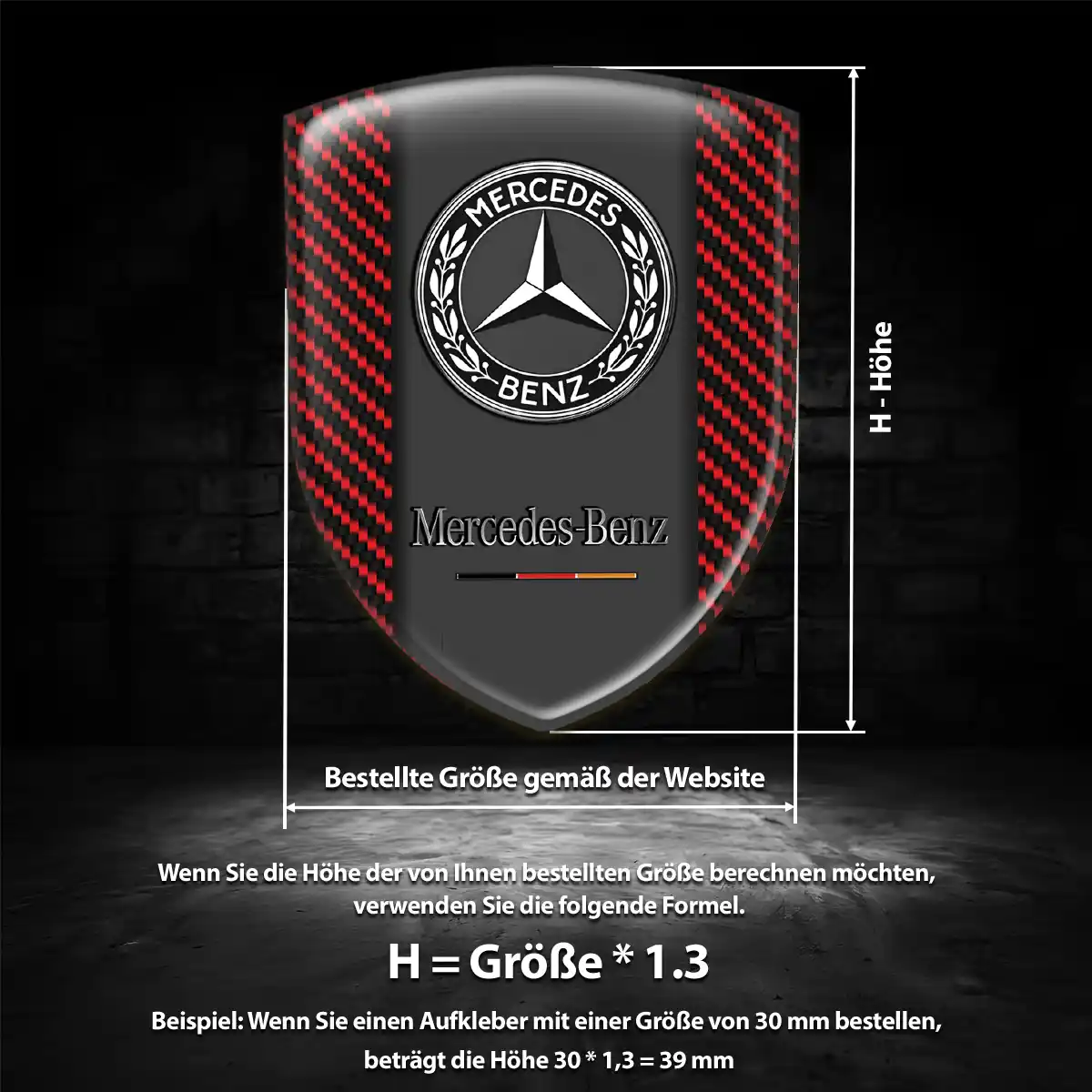 Mercedes Aufkleber Emblem Wappen Auto Premium-Edition