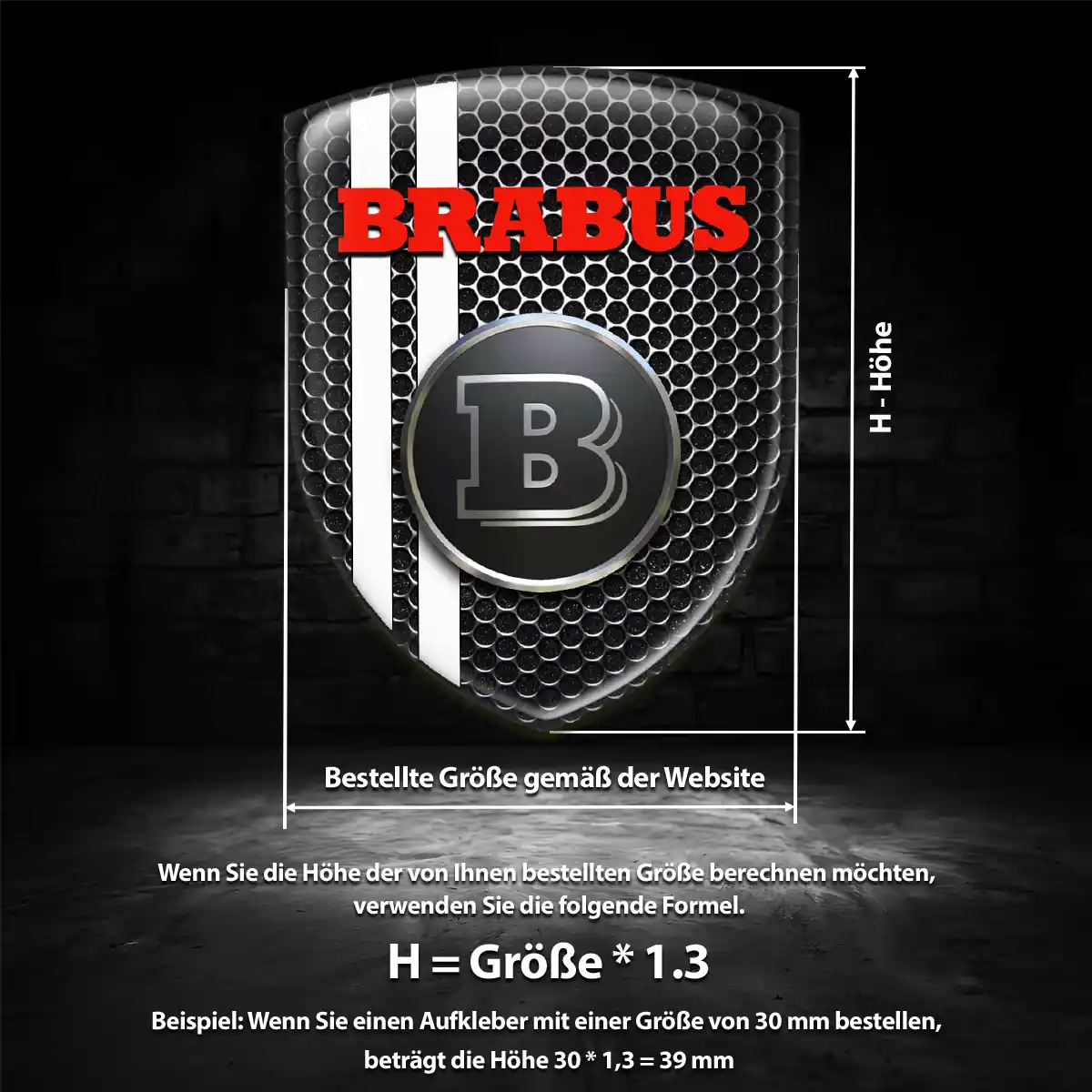 Mercedes Brabus Aufkleber 3D Gel Silikon Stilvolles Design