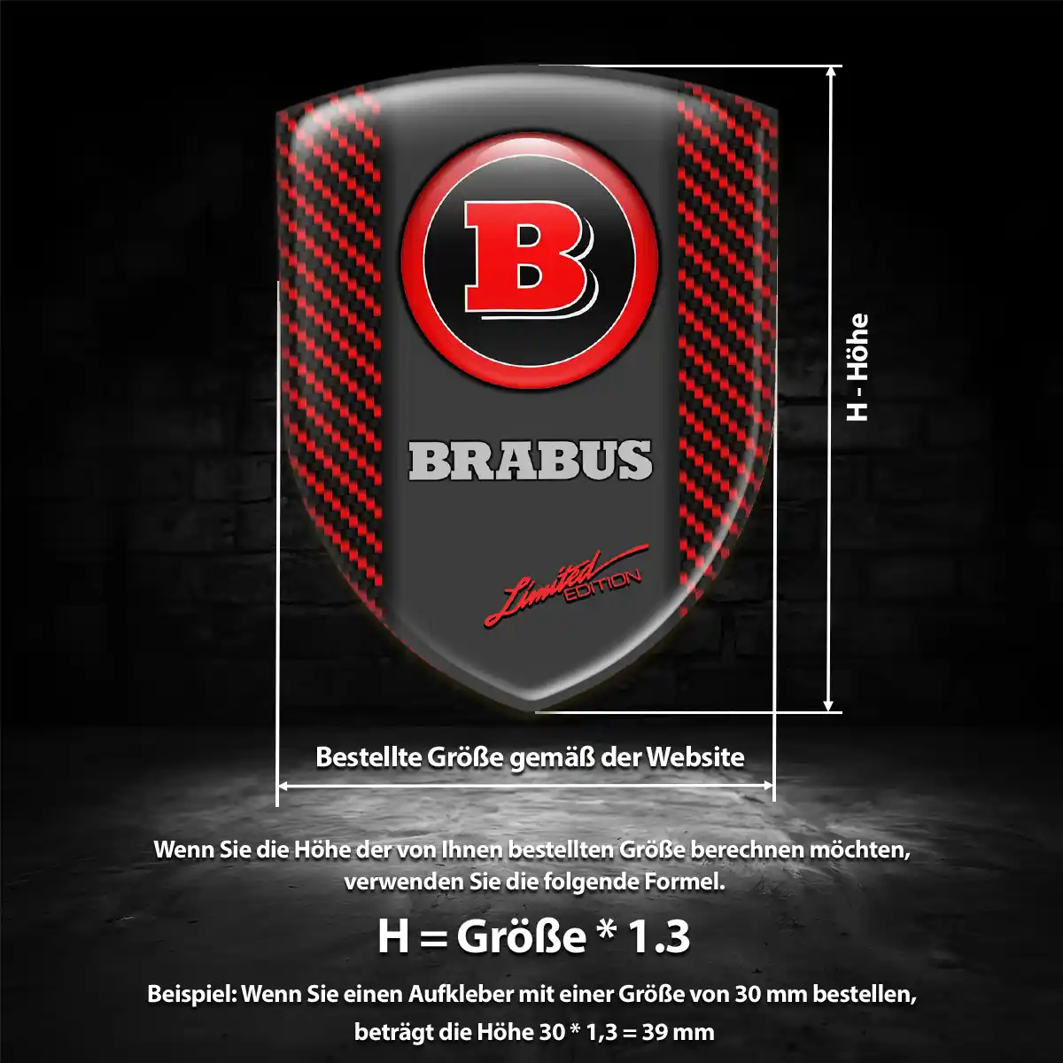 Mercedes Brabus Aufkleber 3D Gel Wappen Auto Stilvolles Design