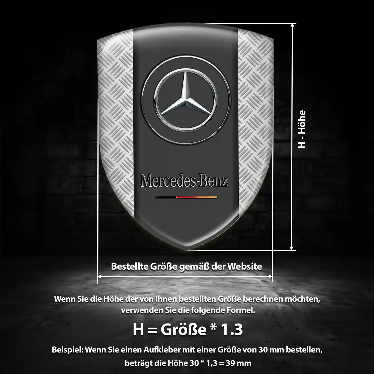 Mercedes Silikon Aufkleber Wappen Premium-Edition