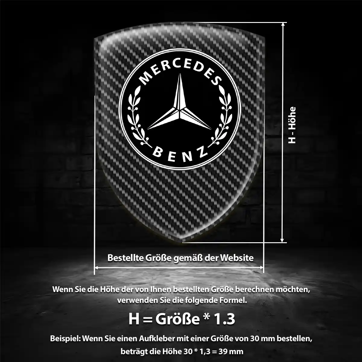 Mercedes Wappen Emblem Aufkleber Auto Premium-Edition