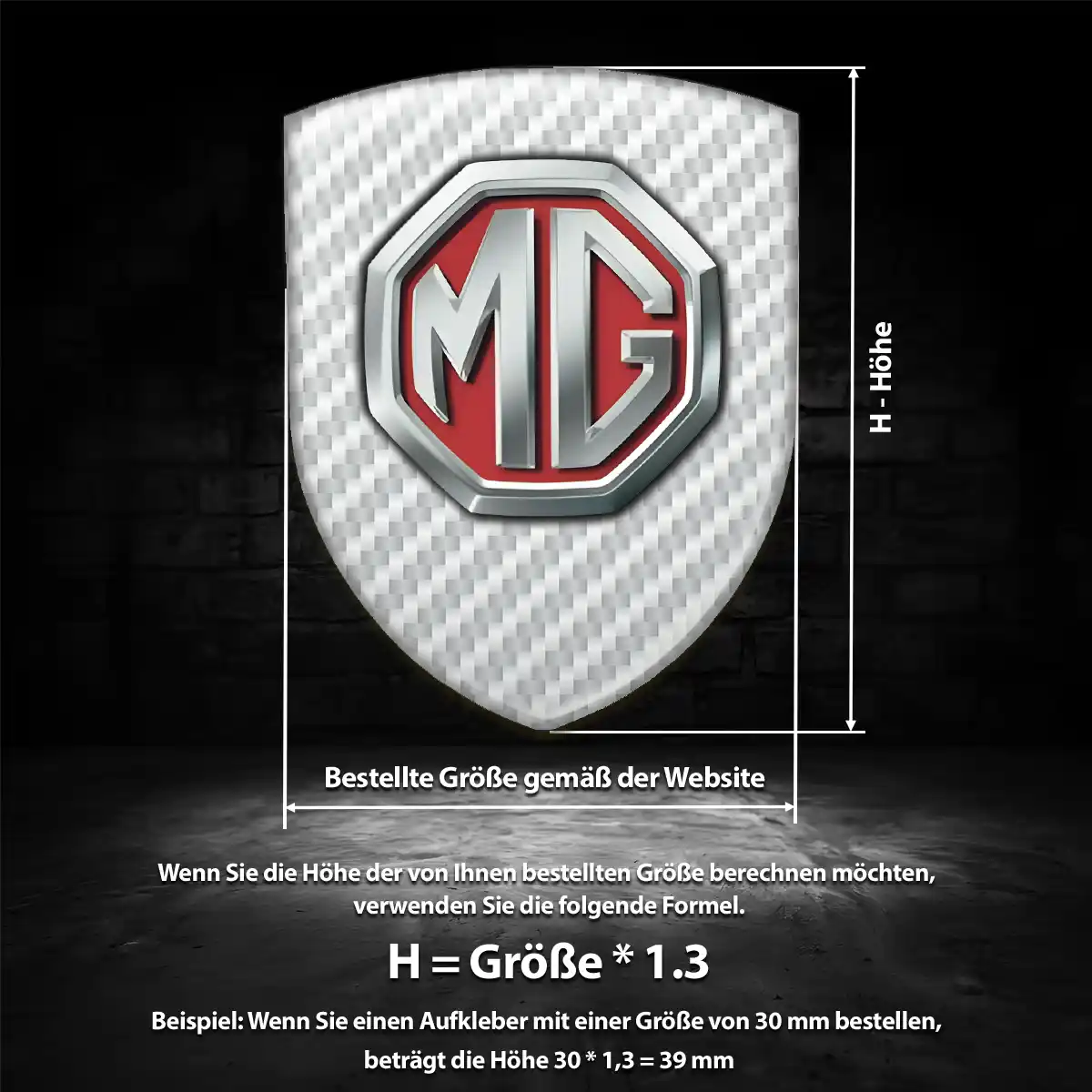 MG 3D Gel Aufkleber Wappen Anspruchsvolles Design