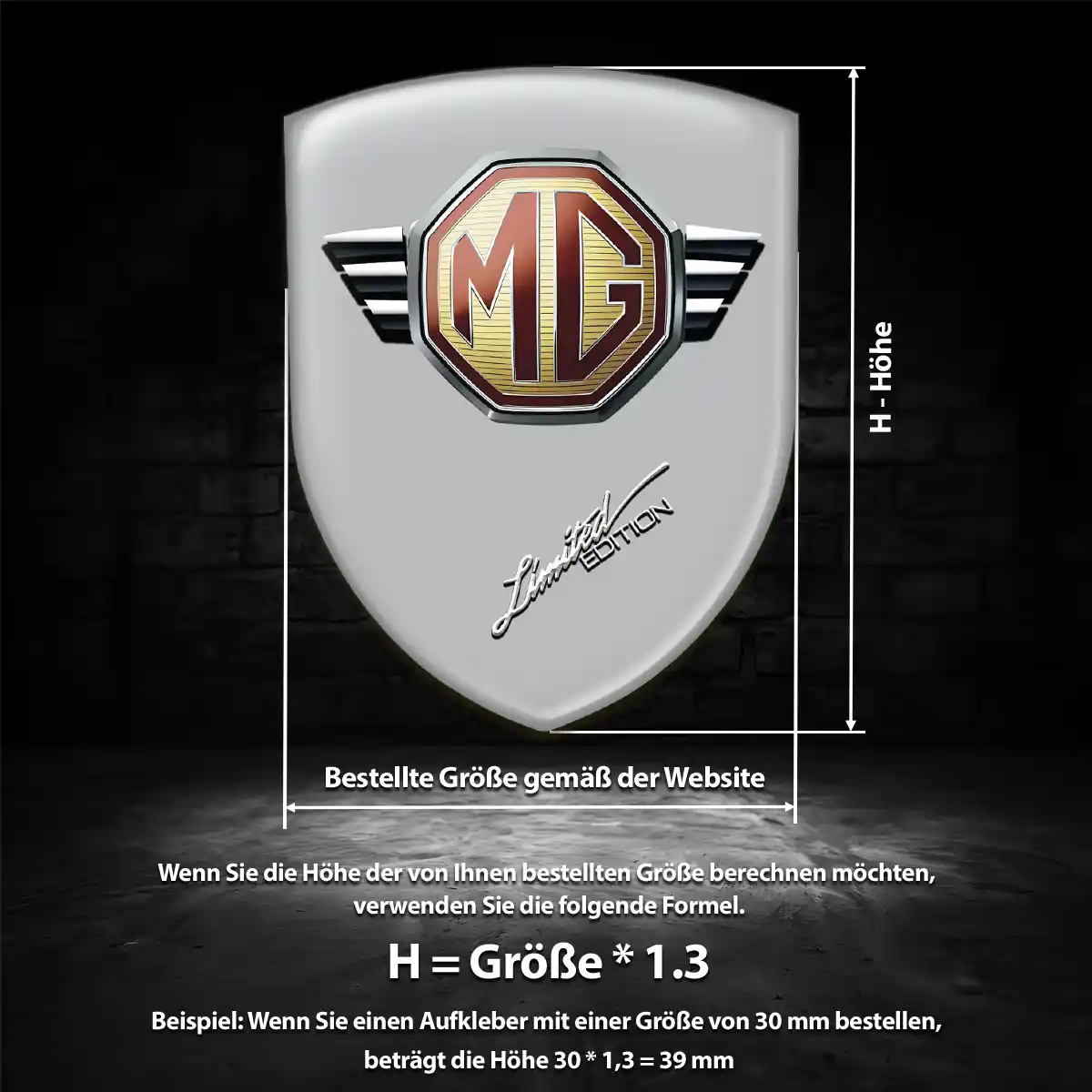 MG 3D Gel Aufkleber Wappen Ausdrucksstarkes Design