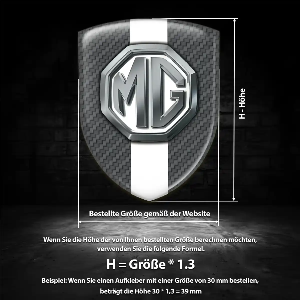MG 3D Gel Aufkleber Wappen Elegantes Design