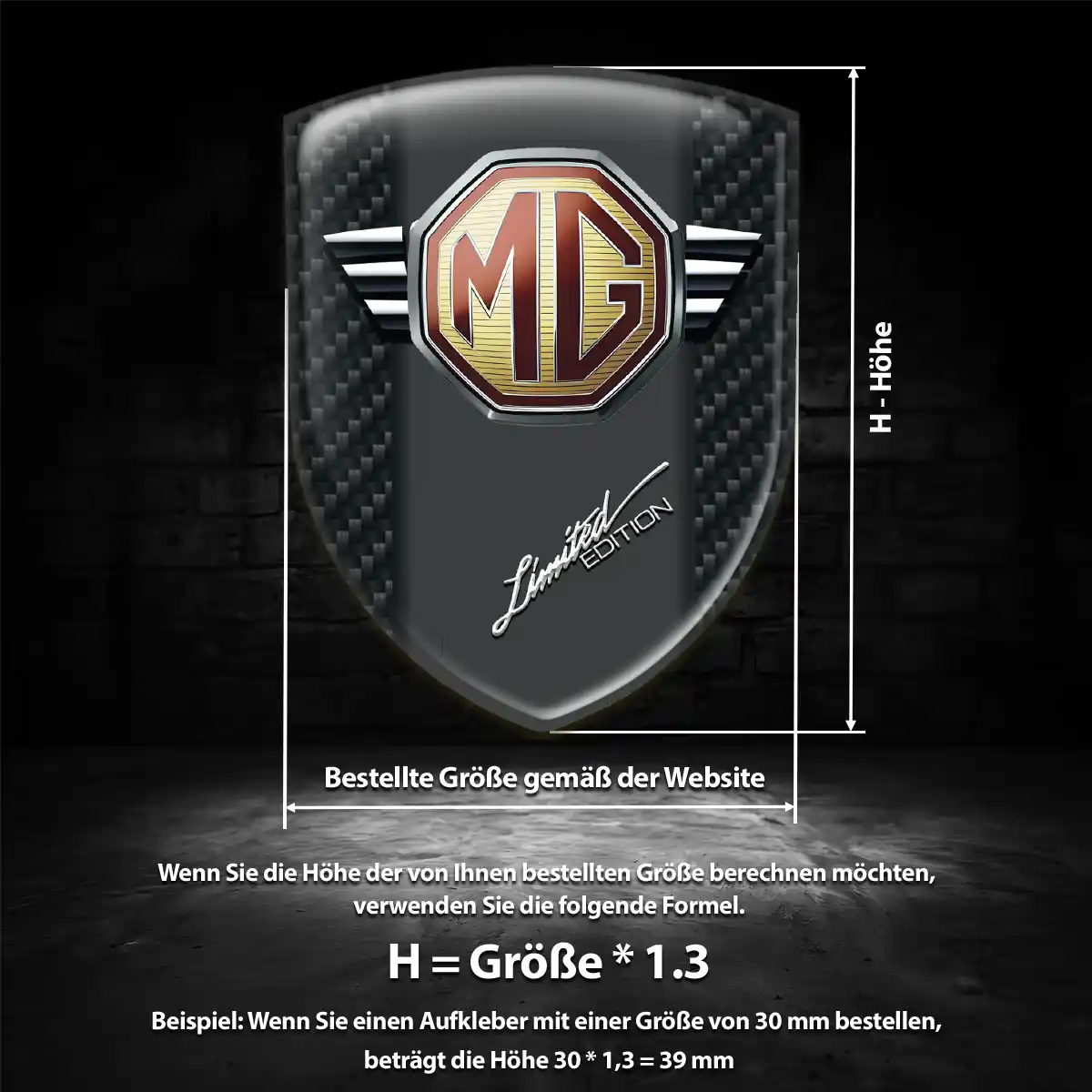 MG 3D Gel Aufkleber Wappen Stilvolles Design