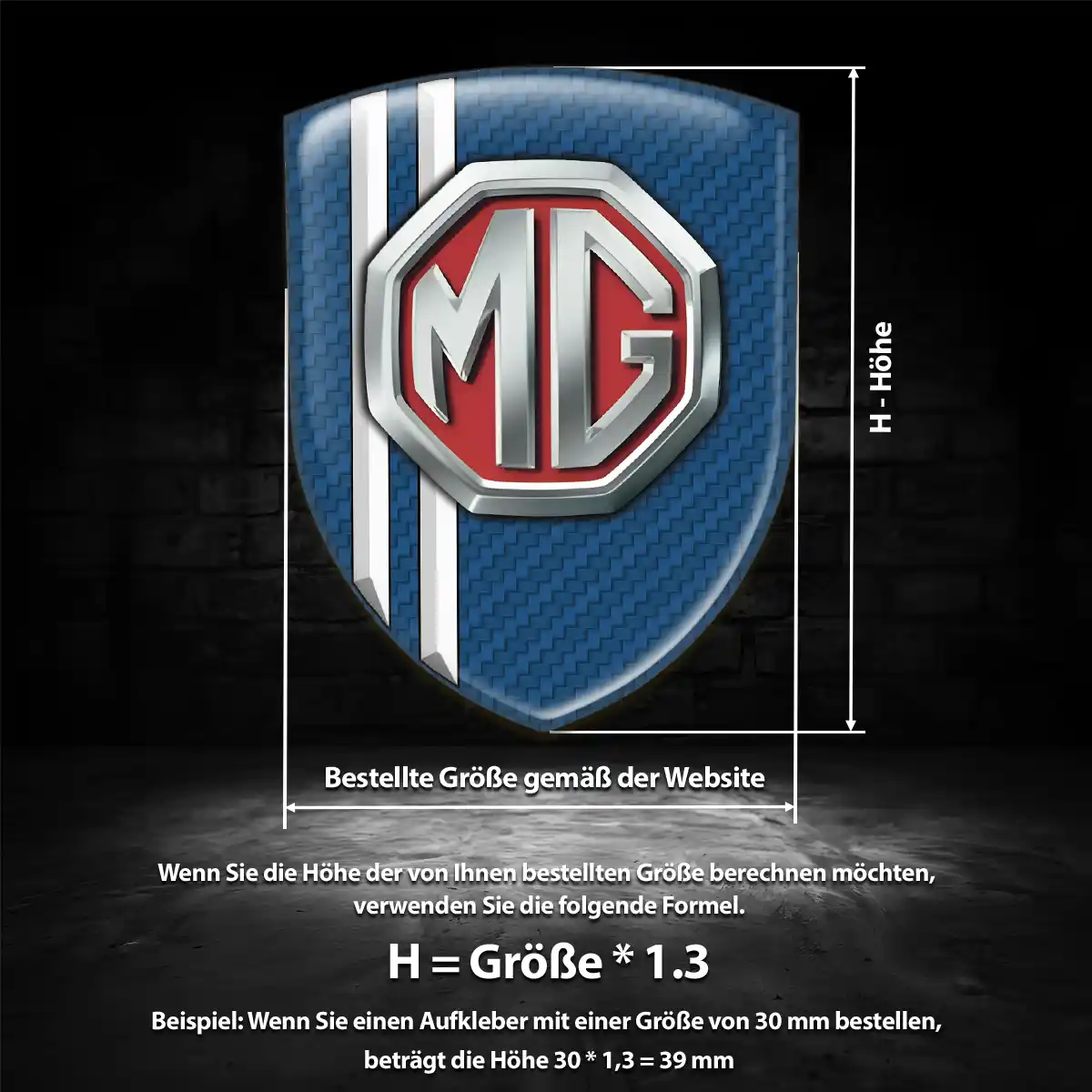 MG 3D Gel Aufkleber Wappen Tuningfahrzeug